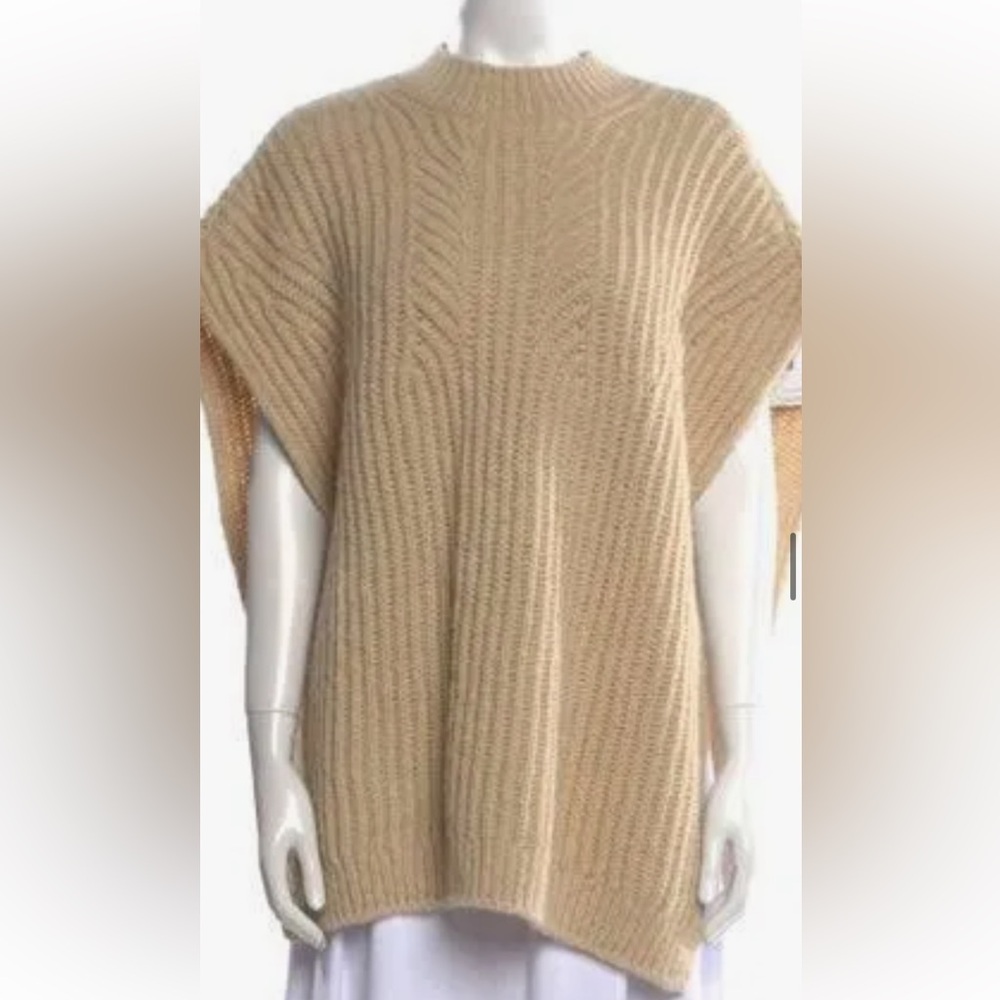 NWT $540 Closed Elegant Beige Women's Sweater poncho Alpaca Size S M Knit - Picture 2 of 12